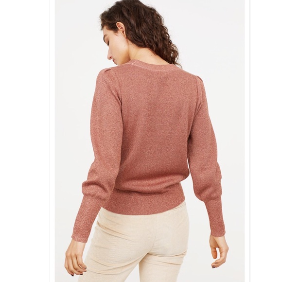 NWT Metallic Sparkle Rose Gold Fine Knit Sweater - Picture 5 of 8